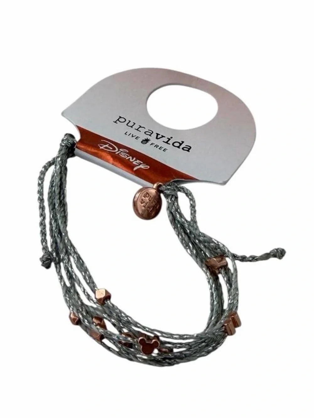 NWT Pura Vida x Disney Metallic Mickey Malibu Bracelet Gray Rose Gold
